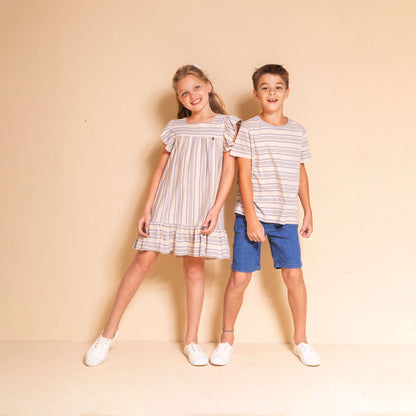 Vestido Canesu rayas gris natural