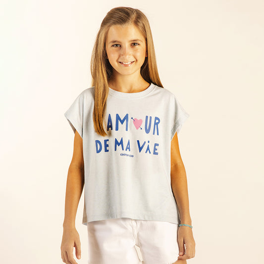 Remera Merci Amour Celeste