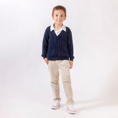 Cardigan Maximo Trenza Azul Marino