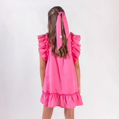 Vestido Ines Lino Rosa