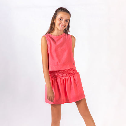 Pollera Bruna Brillito Coral