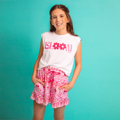 Short mar estampado rosa
