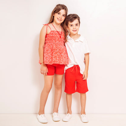 Blusa engomada hojas rojas