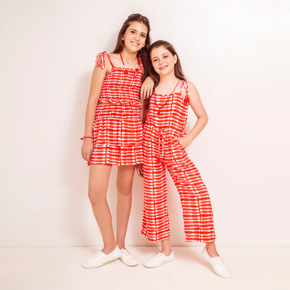 Top Engomado batik rojo