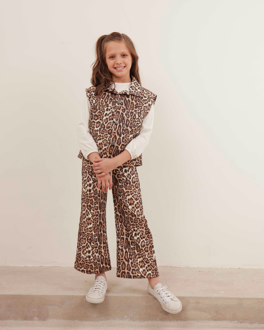 Jeans Campana Animal Print Beige