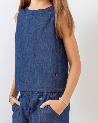 Blusa Pao Azul Denim