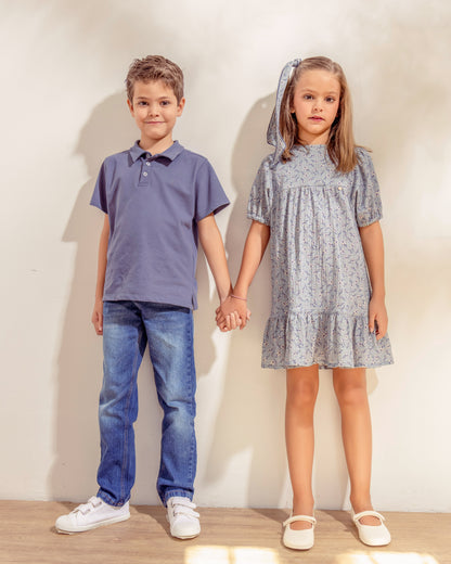 Vestido Marta Flores Celeste