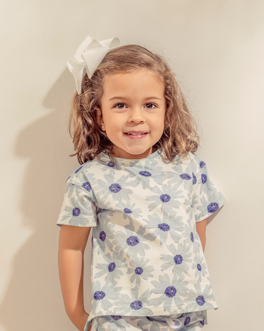 Remera Londres Flores Azul