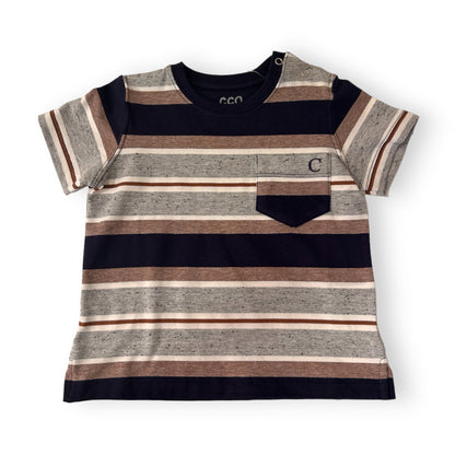Remera rayas azul y gris