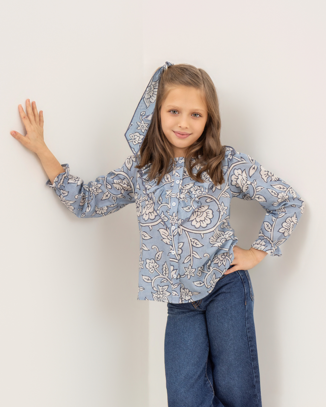 Camisa Renate Flores Azul Vintage