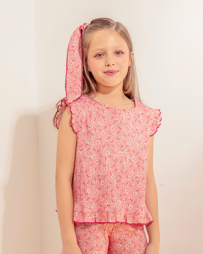 Blusa Samoa Flores Rosa