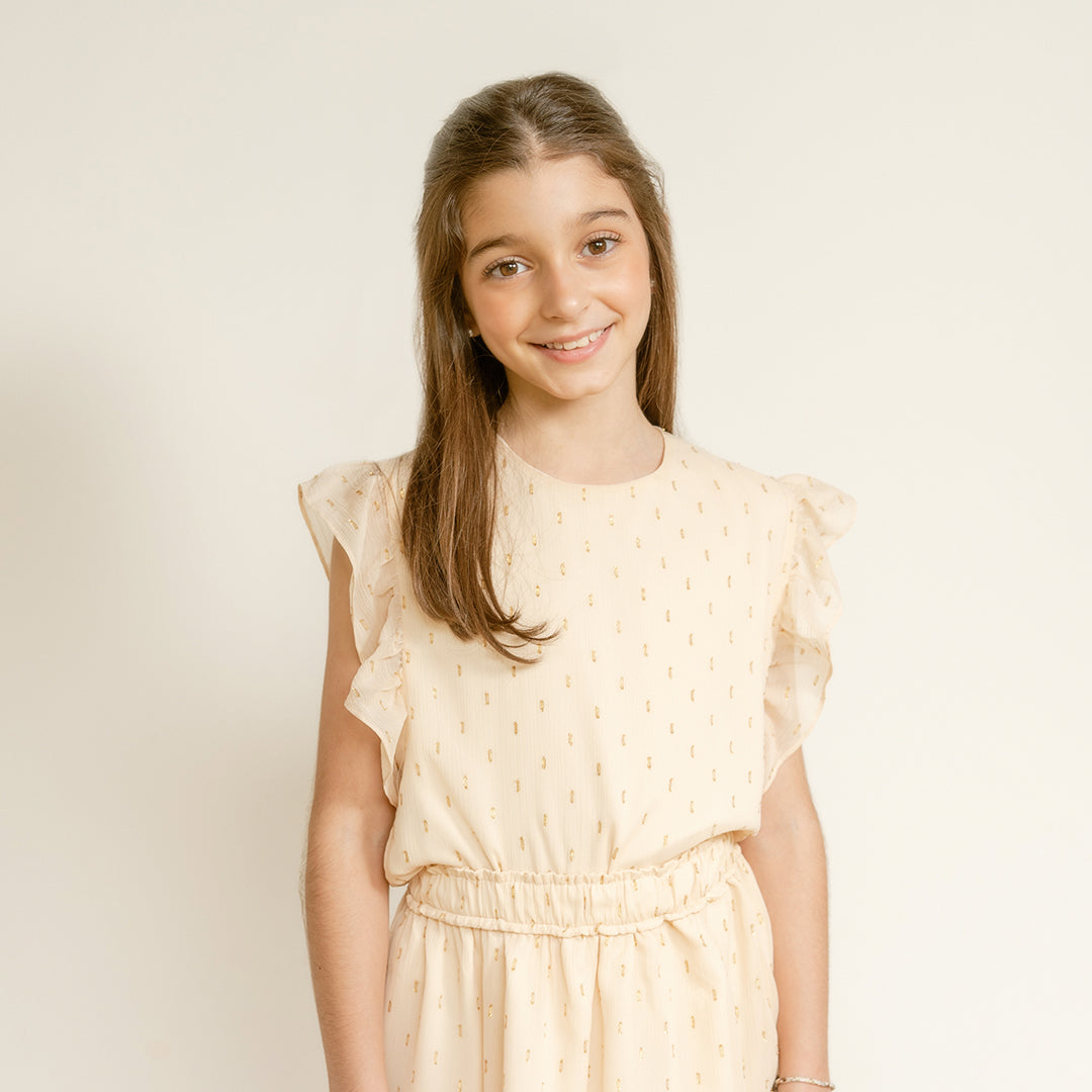 Blusa Marta Brillito Beige