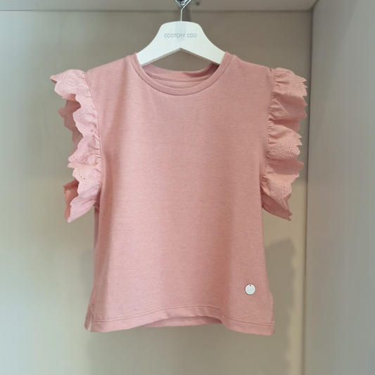 Remera con Puntilla Rosa