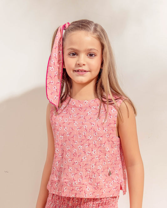 Blusa Bruna Flores Rosa