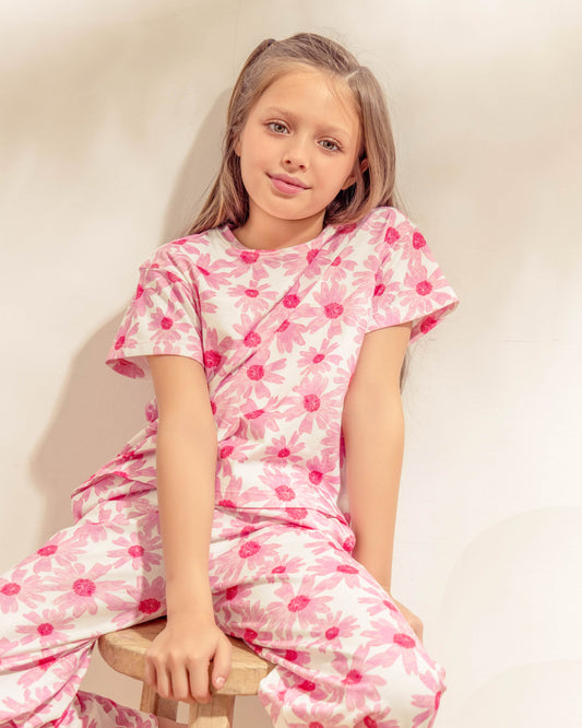 Remera Londres Flores Rosa