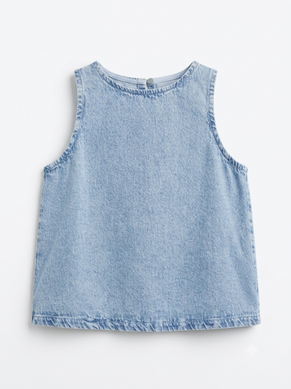 Blusa Pao Denim Celeste
