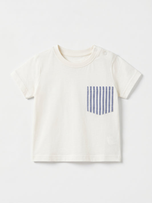 Remera Bebe Bolsillo Denim Rayas Azul