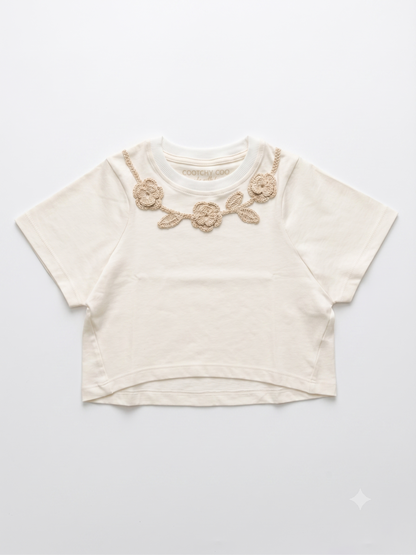 Remera Monica Crochet Beige