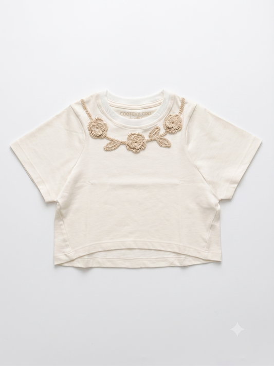 Remera Monica Crochet Beige