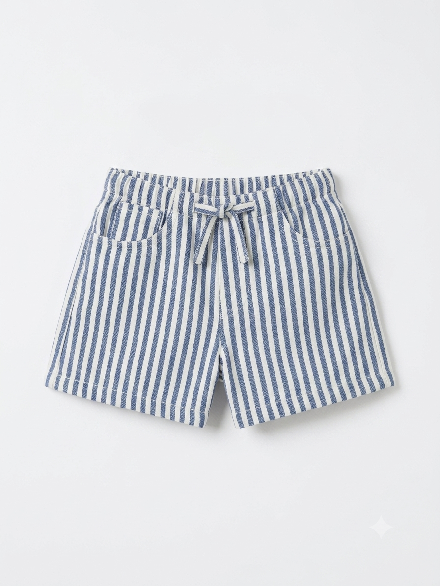 Short Pao Denim Rayas Azul