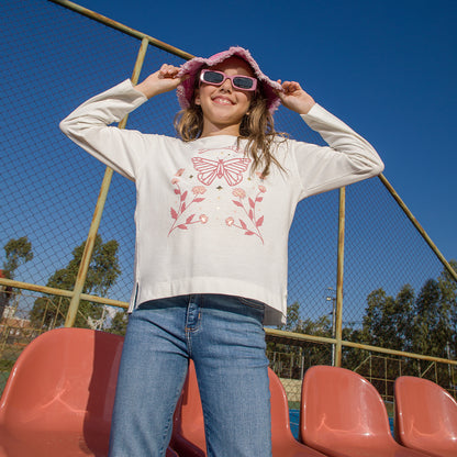 Remera Frutas Mariposa Natural Manga Larga
