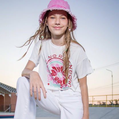 Remera Amazing Flores Natural Manga Corta