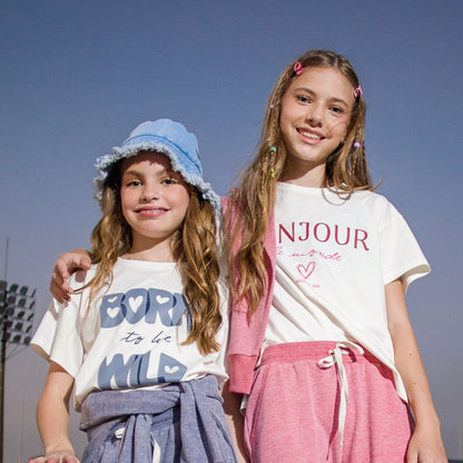 Remera Bonjour wild natural manga corta
