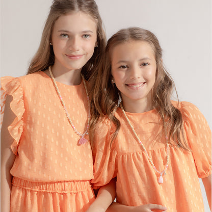 Vestido Marta brillito salmon