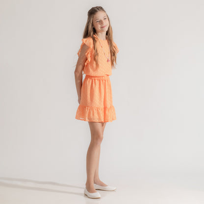 Pollera marta brillito salmon