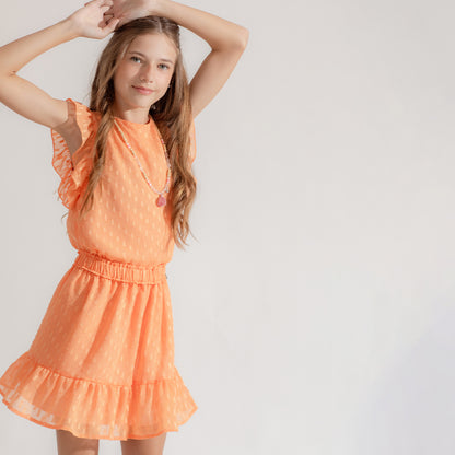 Pollera marta brillito salmon