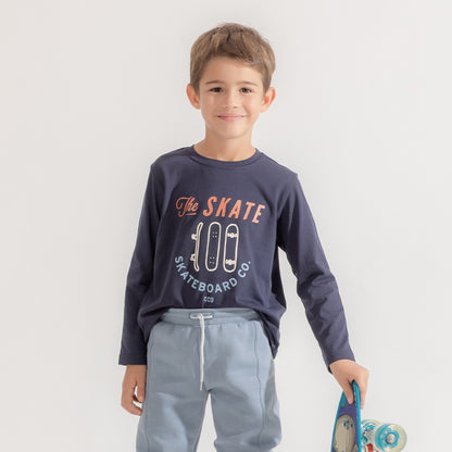 Remera skate azul mangas largas