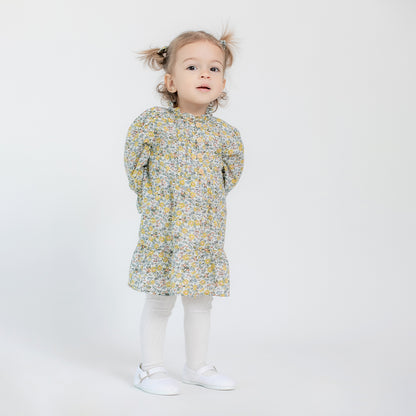 Vestido Alforzas Flores