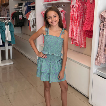 Top engomada flores verdes