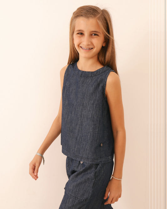 Blusa Pao Azul Denim