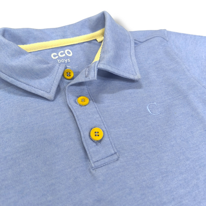 Remera polo pique celeste mangas largas