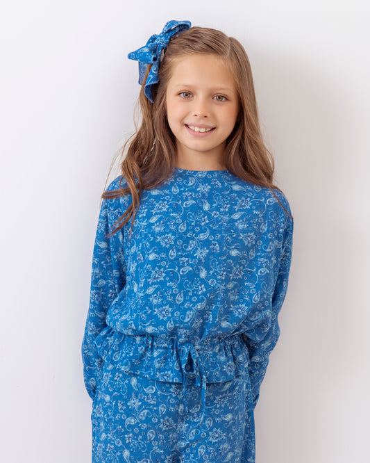 Blusa Josefina Floral Azul Denim