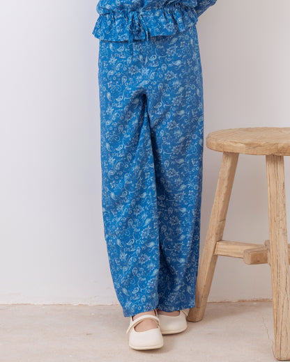 Pantalon Pau Floral Azul Denim