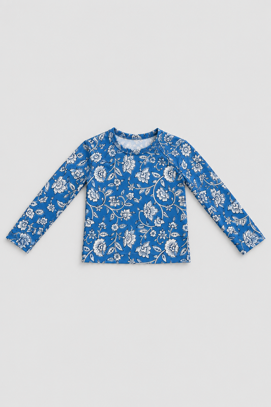 Remera de Playa Floral Celeste