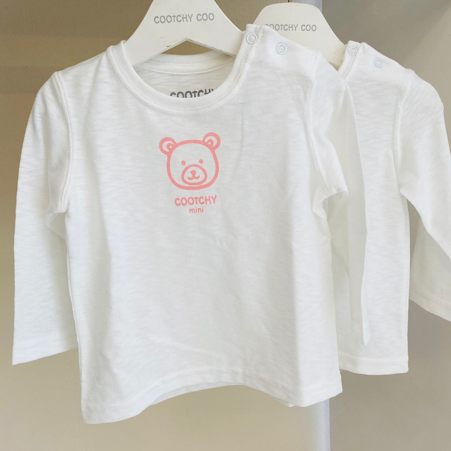 Remera Bebe Natural Oso Rosa