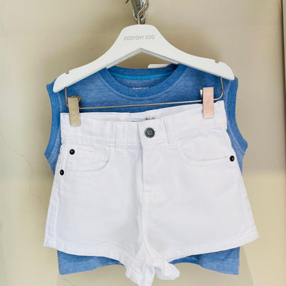 Short Denim Batik Blanco