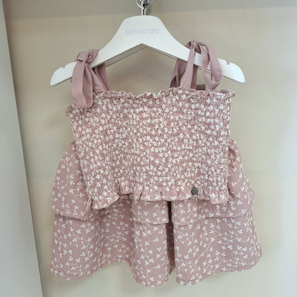 Short pollera broderie rosa