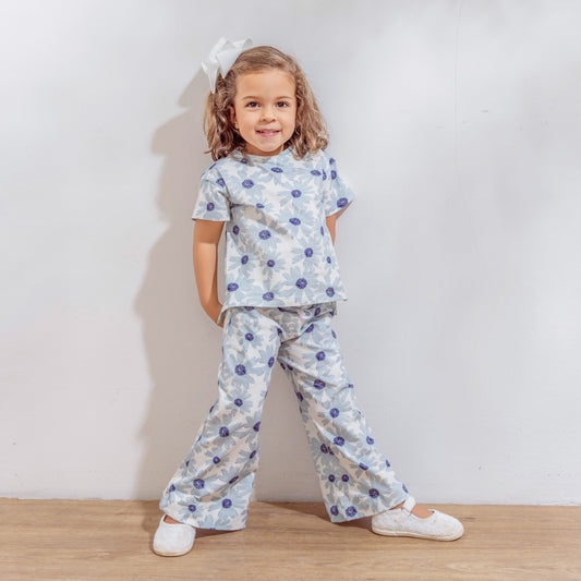 Remera Londres Flores Azul