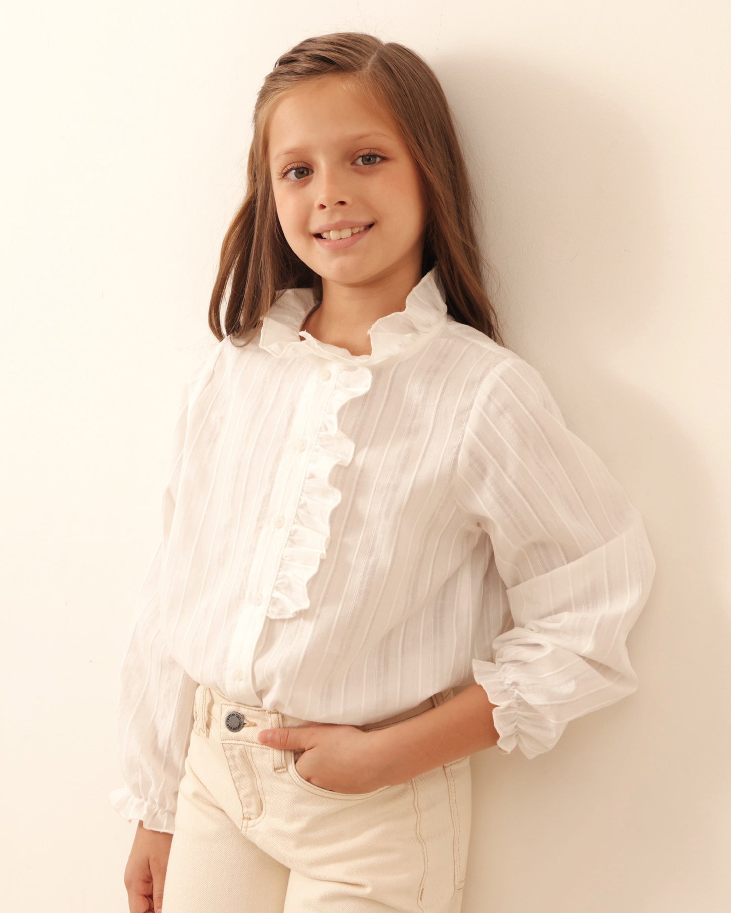 Blusa Volados Rayas Blancas