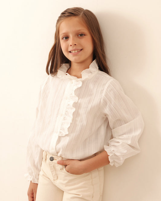 Blusa Volados Rayas Blancas