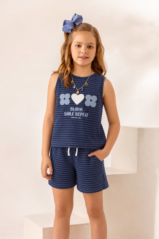 Remera Loli Bloom Rayas Azul