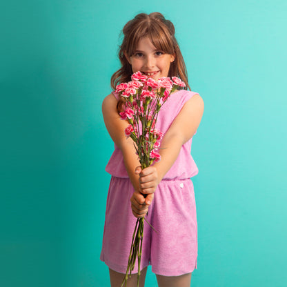 Mameluco towel moños rosa