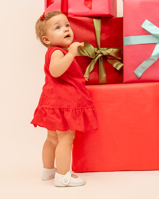 Vestido Florencia Broderie Rojo