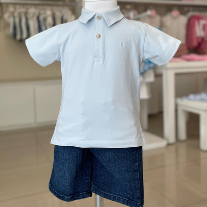 Remera Polo Celeste