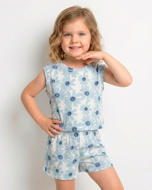 Short Margarita Flores Azul