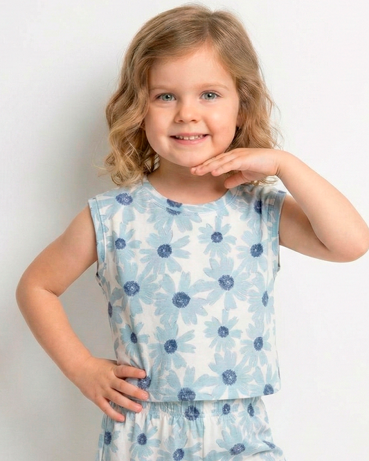 Remera Margarita Flores Azul